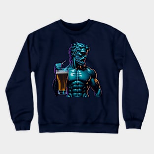 Greek God With A Beer Mug Crewneck Sweatshirt